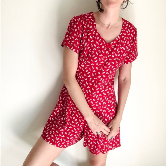 Vintage 90’s cherry red print romper - Picture 1 of 16